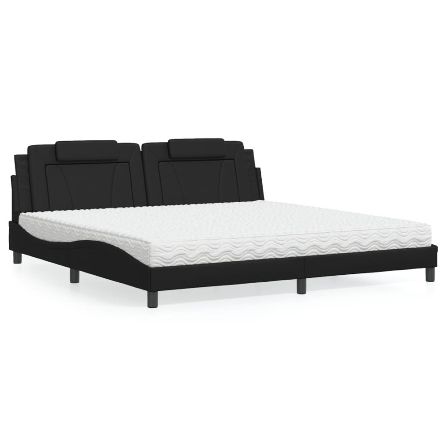vidaXL Bed met matras kunstleer zwart 200x200 cm afbeelding 1