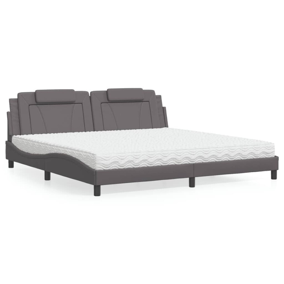 vidaXL Bed "Viana" met matras kunstleer grijs 200x200 cm vidaXL Bed "Viana" met matras kunstleer grijs 200x200 cm afbeelding 1