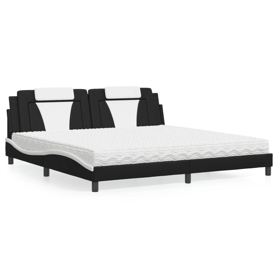 vidaXL Bed "Viana" met matras kunstleer zwart en wit 200x200 cm afbeelding 1