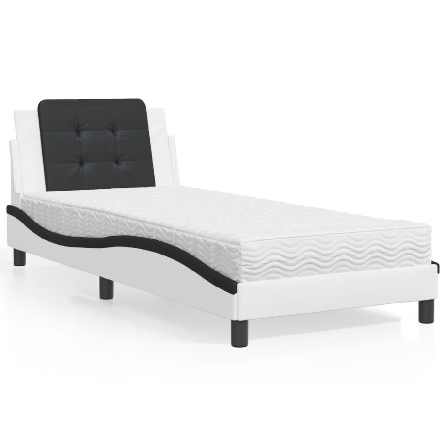 vidaXL Bedframe zonder matras "Zadar" kunstleer zwart en wit 80x200 cm vidaXL Bedframe zonder matras "Zadar" kunstleer zwart en wit 80x200 cm afbeelding 1