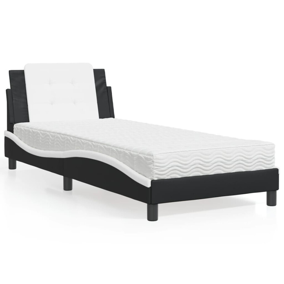 vidaXL Bedframe zonder matras "Zadar" kunstleer zwart en wit 90x190 cm afbeelding 1
