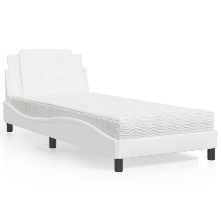 vidaXL Bedframe zonder matras "Zadar" kunstleer wit 100x200 cm vidaXL Bedframe zonder matras "Zadar" kunstleer wit 100x200 cm afbeelding 1