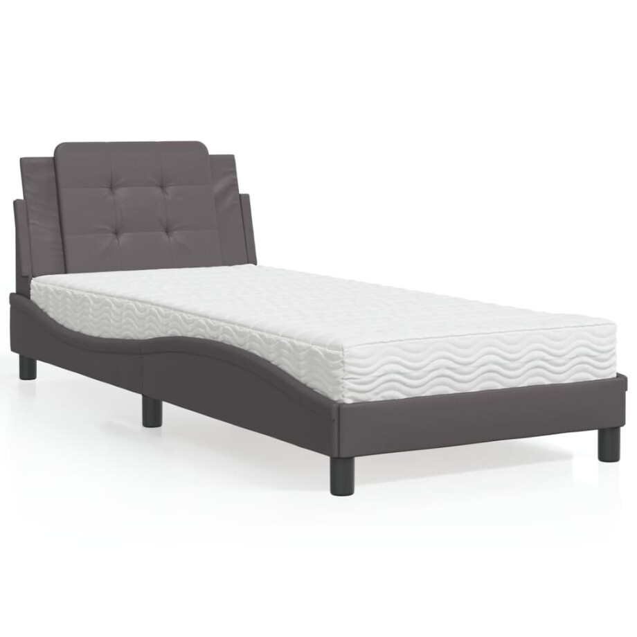 vidaXL Bedframe zonder matras "Zadar" kunstleer grijs 100x200 cm vidaXL Bedframe zonder matras "Zadar" kunstleer grijs 100x200 cm afbeelding 1