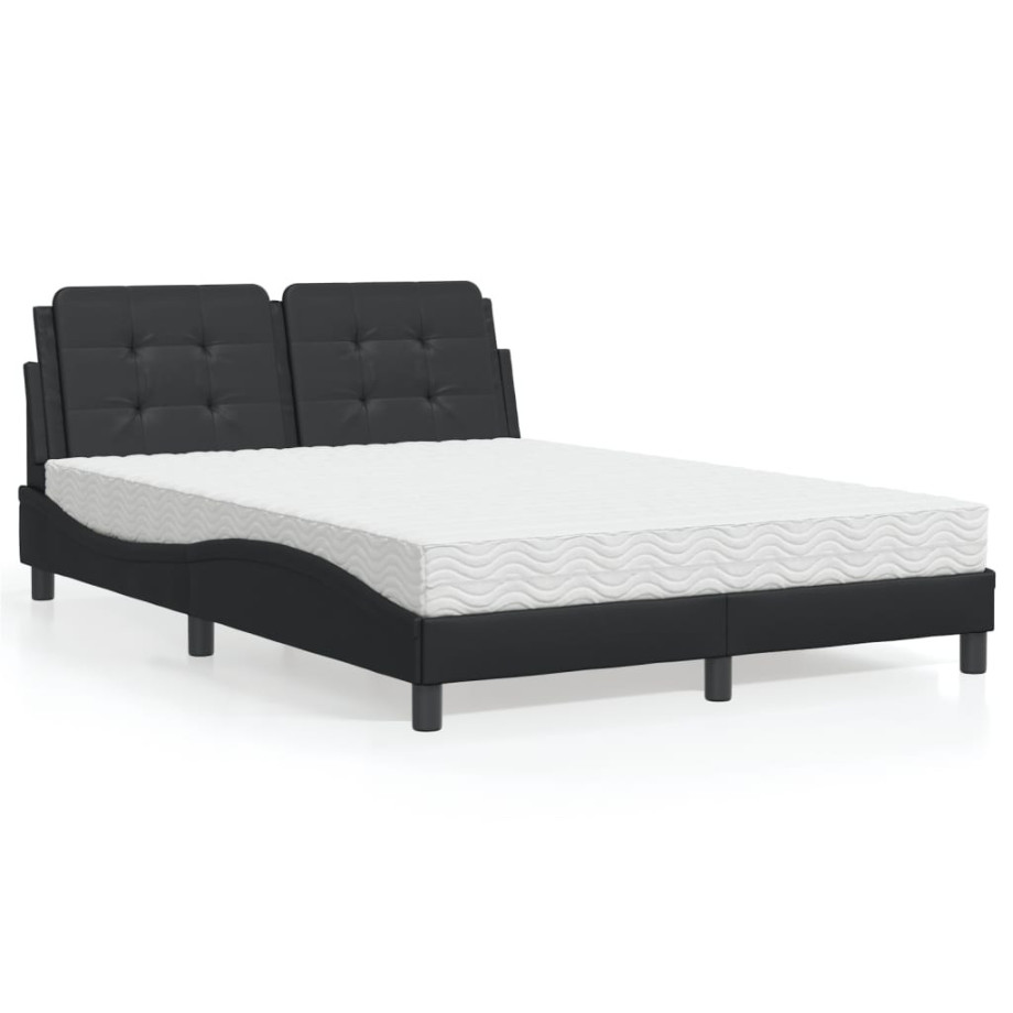 vidaXL Bed met matras kunstleer zwart 120x200 cm afbeelding 1