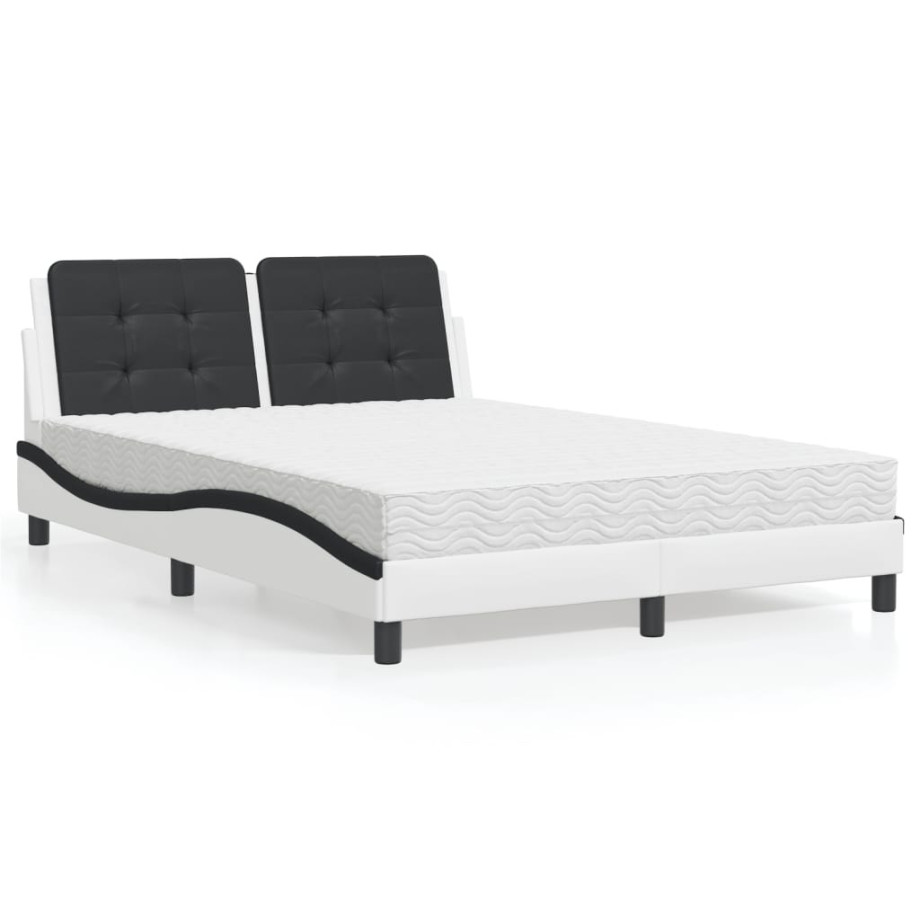 vidaXL Bed met matras kunstleer zwart en wit 120x200 cm afbeelding 1