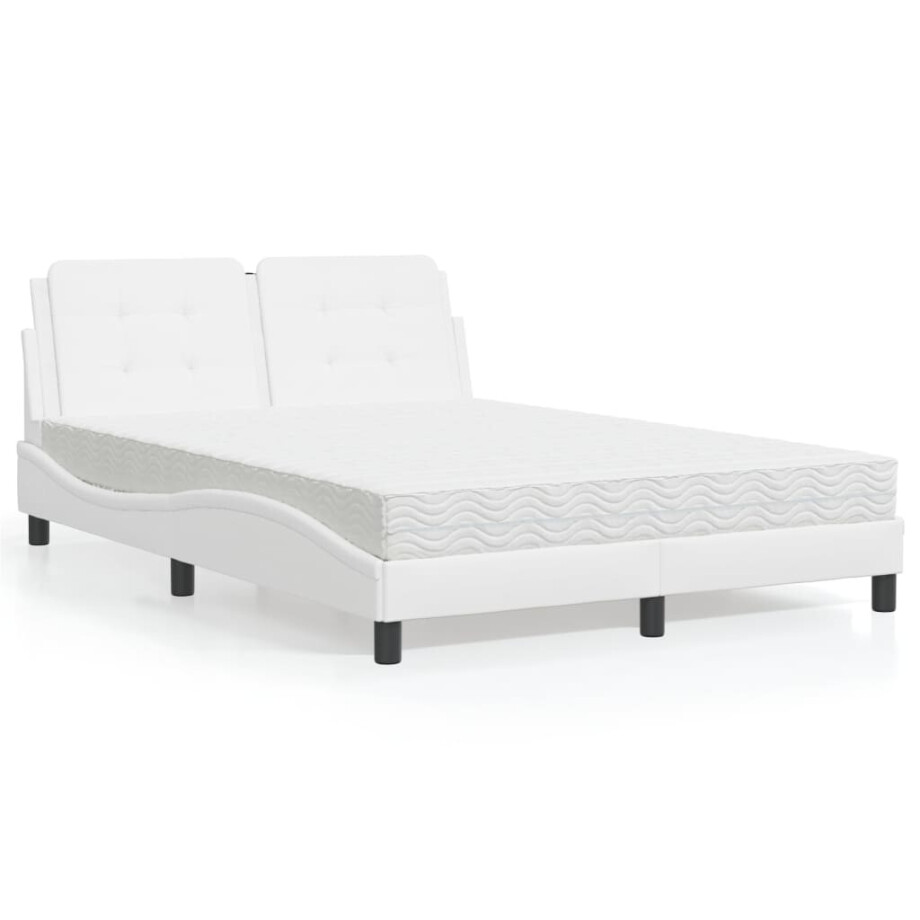 vidaXL Bedframe zonder matras "Zadar" kunstleer wit 140x190 cm afbeelding 1