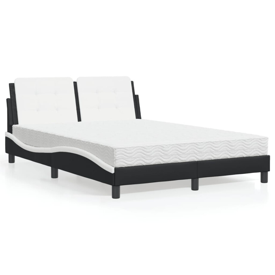 vidaXL Bedframe zonder matras "Zadar" kunstleer zwart en wit 140x190 cm afbeelding 1