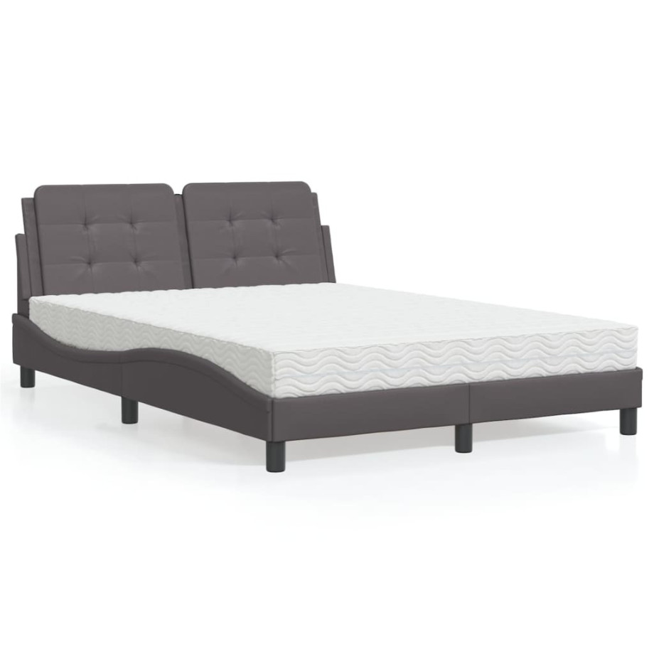 vidaXL Bed met matras "Zadar" kunstleer grijs 140x200 cm afbeelding 1