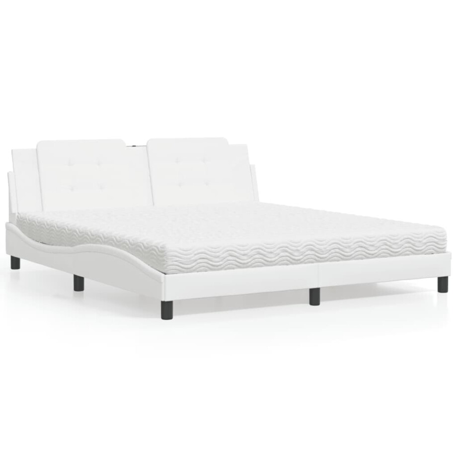 vidaXL Bed met matras "Zadar" kunstleer wit 180x200 cm vidaXL Bed met matras "Zadar" kunstleer wit 180x200 cm afbeelding 1