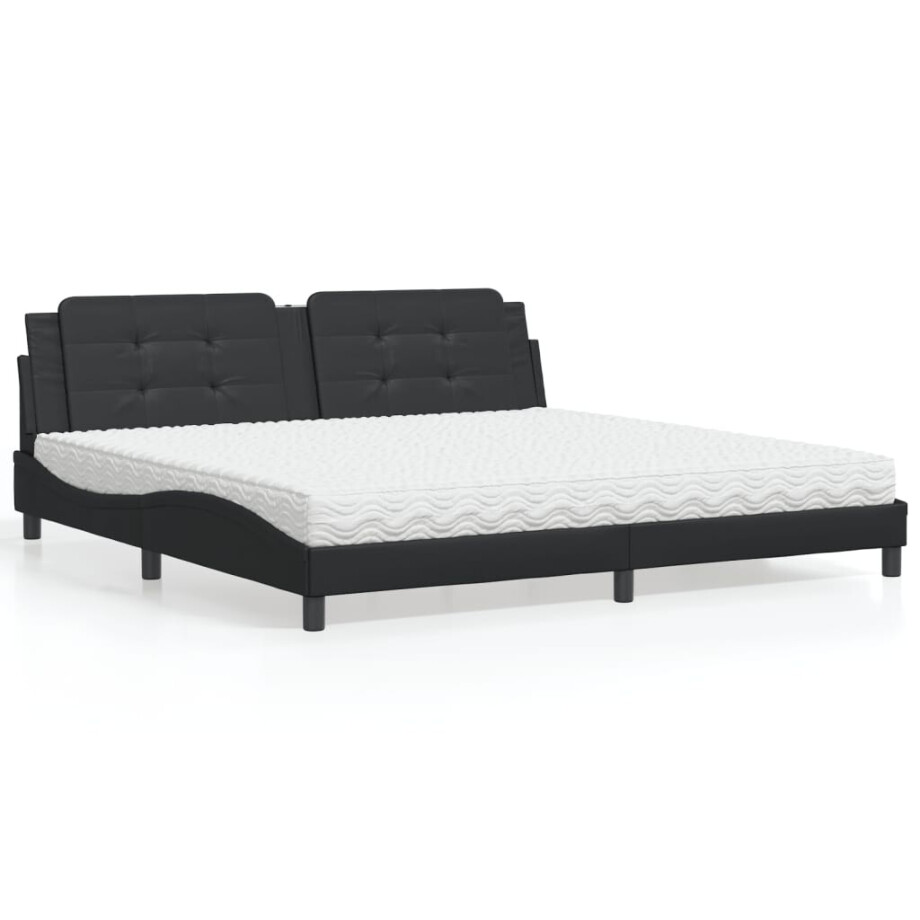 vidaXL Bed met matras "Zadar" kunstleer zwart 200x200 cm afbeelding 1