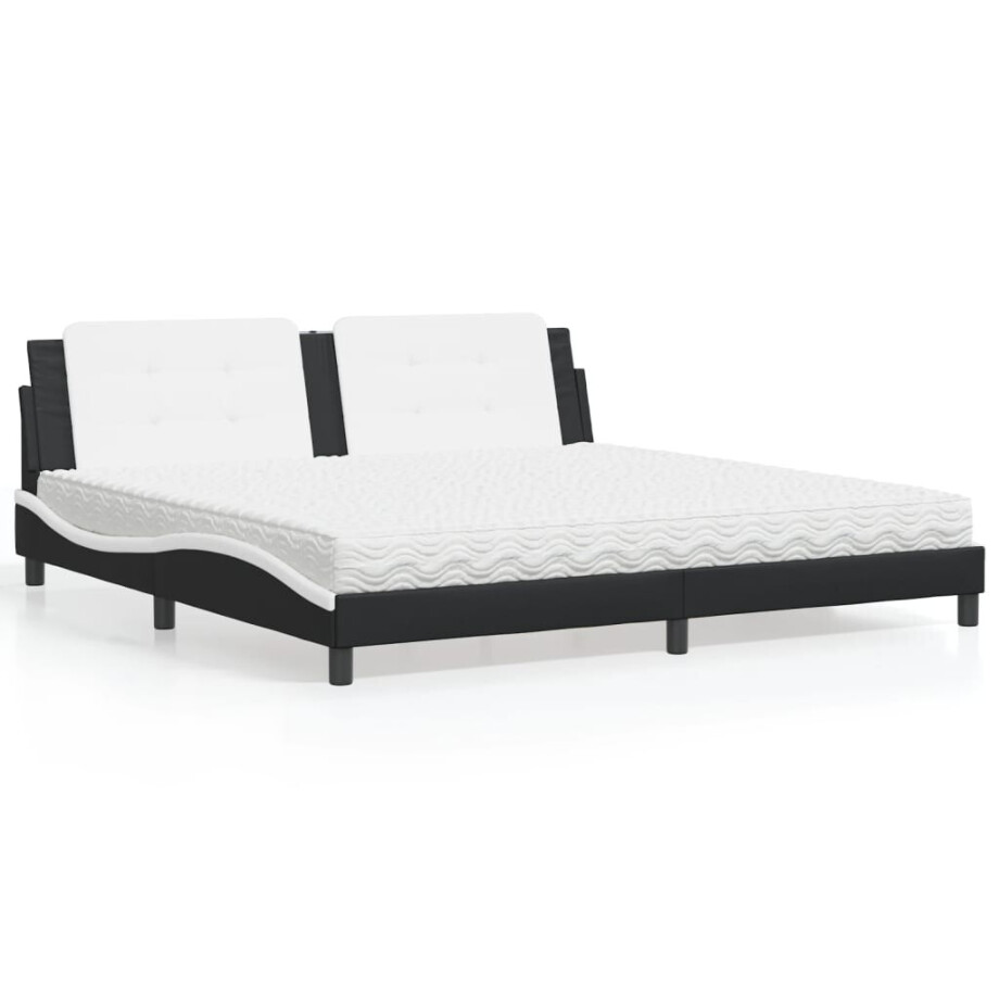 vidaXL Bed met matras "Zadar" kunstleer zwart en wit 200x200 cm afbeelding 1