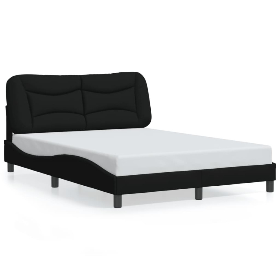 vidaXL Bedframe met LED zonder matras "Hvar" 140x190 cm stof zwart afbeelding 1