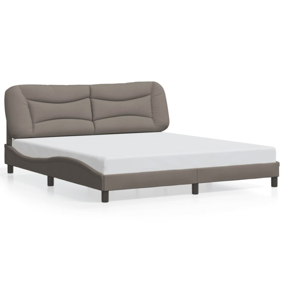 vidaXL Bedframe met LED-verlichting stof taupe 180x200 cm afbeelding 1