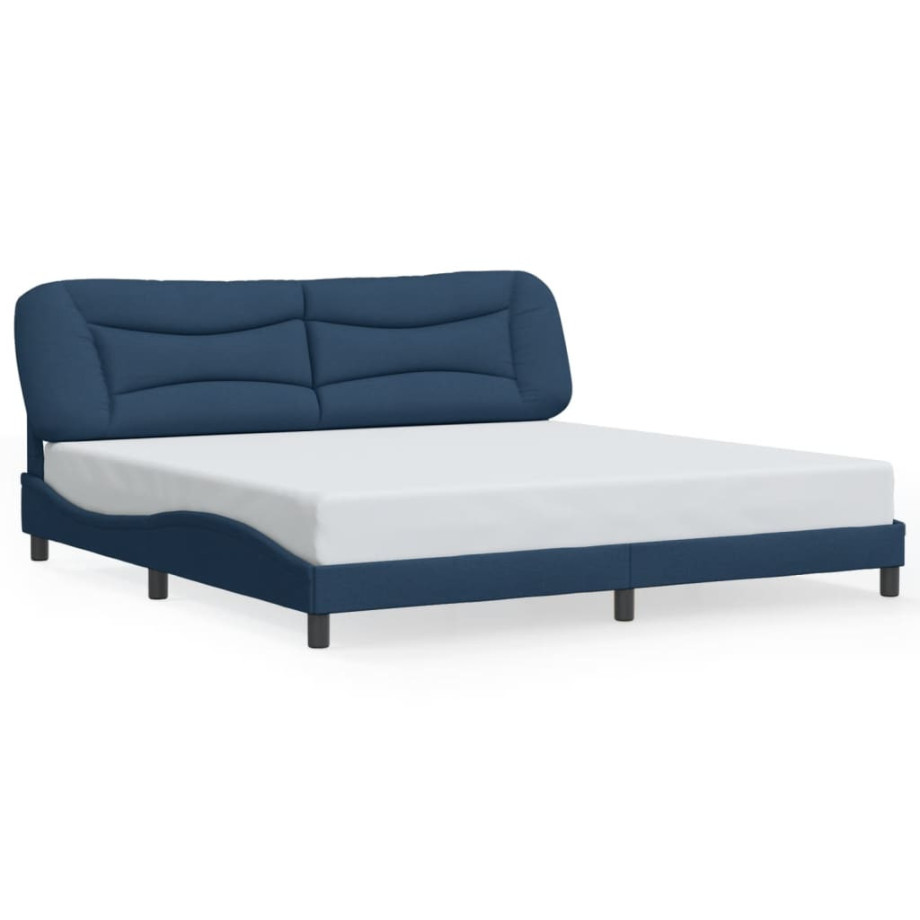 vidaXL Bedframe met LED-verlichting stof blauw 200x200 cm afbeelding 1