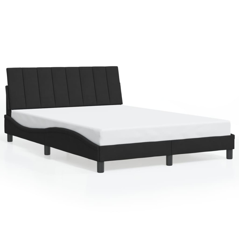 vidaXL Bedframe met LED-verlichting fluweel zwart 140x190 cm afbeelding 1