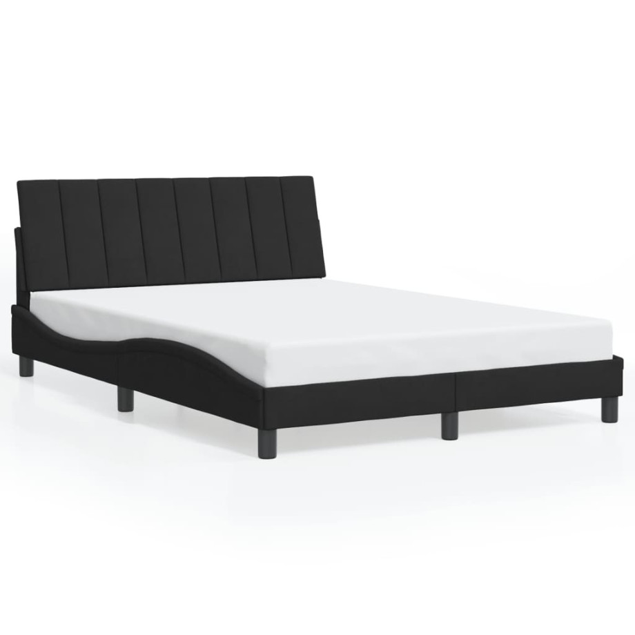 vidaXL Bedframe met LED-verlichting fluweel zwart 140x200 cm afbeelding 1