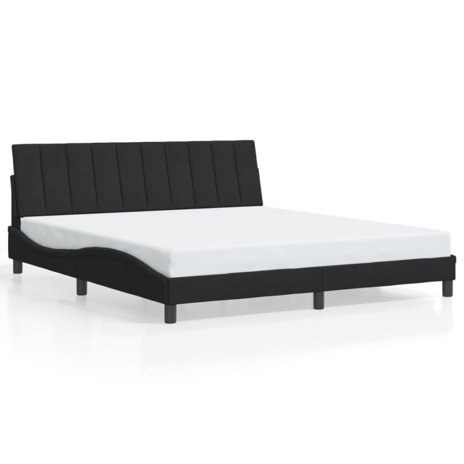 vidaXL Bedframe met LED-verlichting fluweel zwart 180x200 cm afbeelding 1