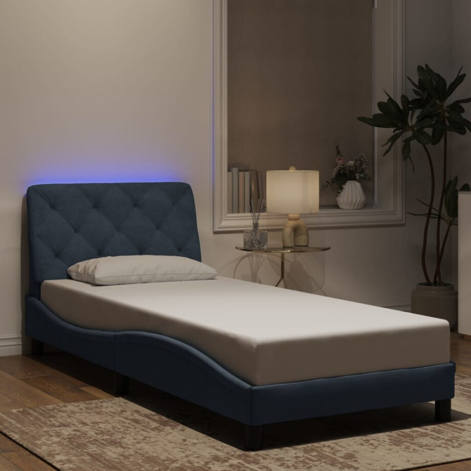 vidaXL Bedframe met LED zonder matras fluweel donkergrijs 80x200 cm vidaXL Bedframe met LED zonder matras fluweel donkergrijs 80x200 cm afbeelding 1