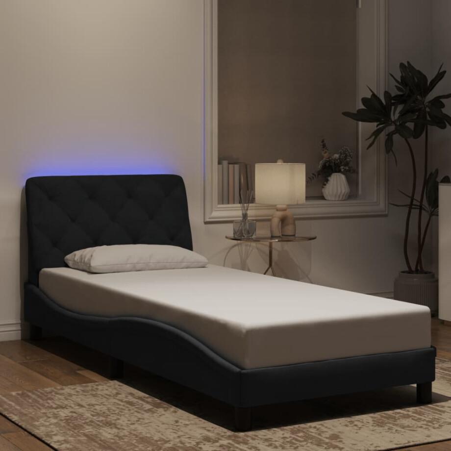vidaXL Bedframe met LED zonder matras fluweel zwart 90x200 cm afbeelding 1