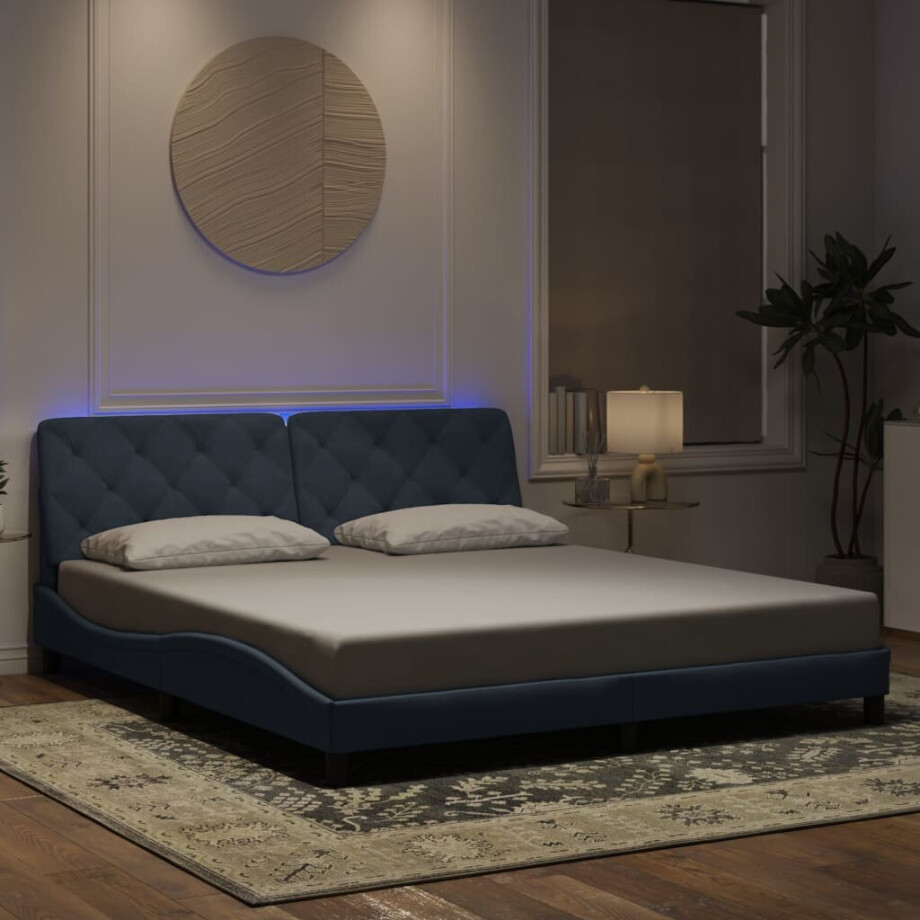 vidaXL Bedframe met LED zonder matras fluweel donkergrijs 180x200 cm afbeelding 1