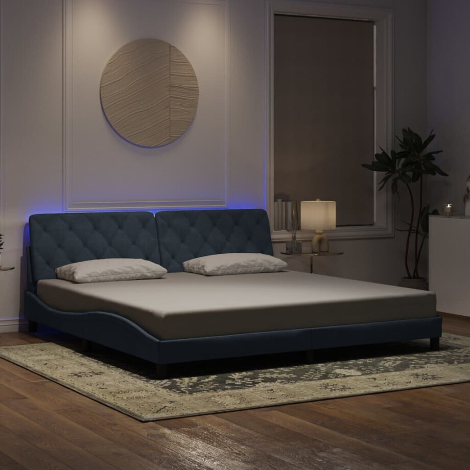 vidaXL Bedframe met LED zonder matras fluweel donkergrijs 200x200 cm afbeelding 1