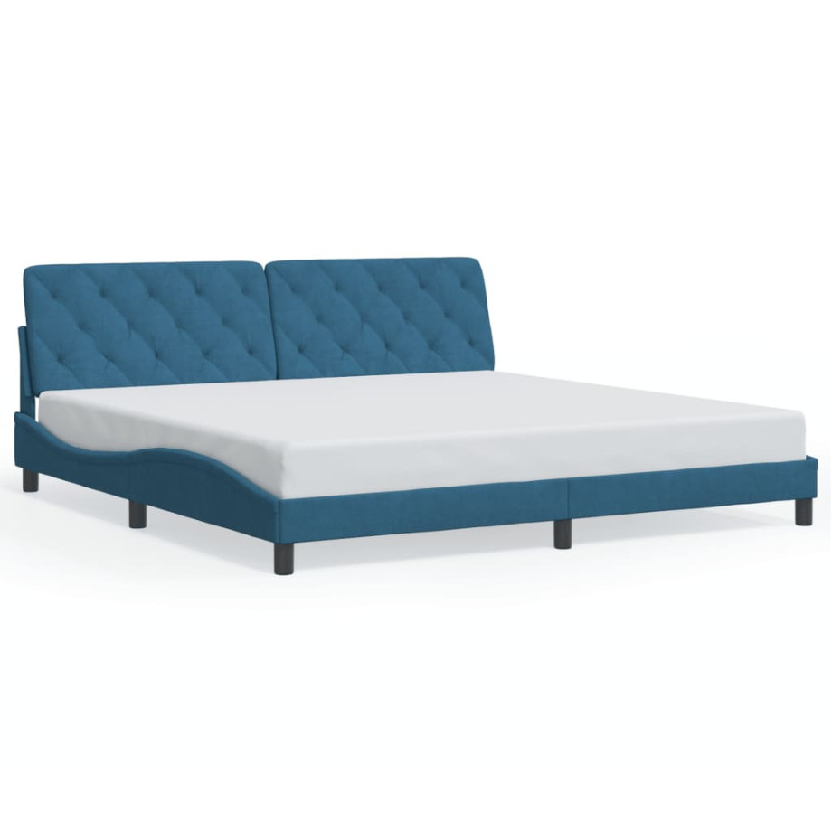 vidaXL Bedframe met LED-verlichting fluweel blauw 200x200 cm afbeelding 1