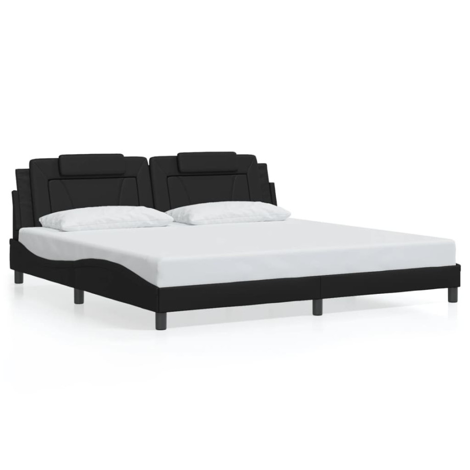 vidaXL Bedframe met LED-verlichting kunstleer zwart 200x200 cm afbeelding 1