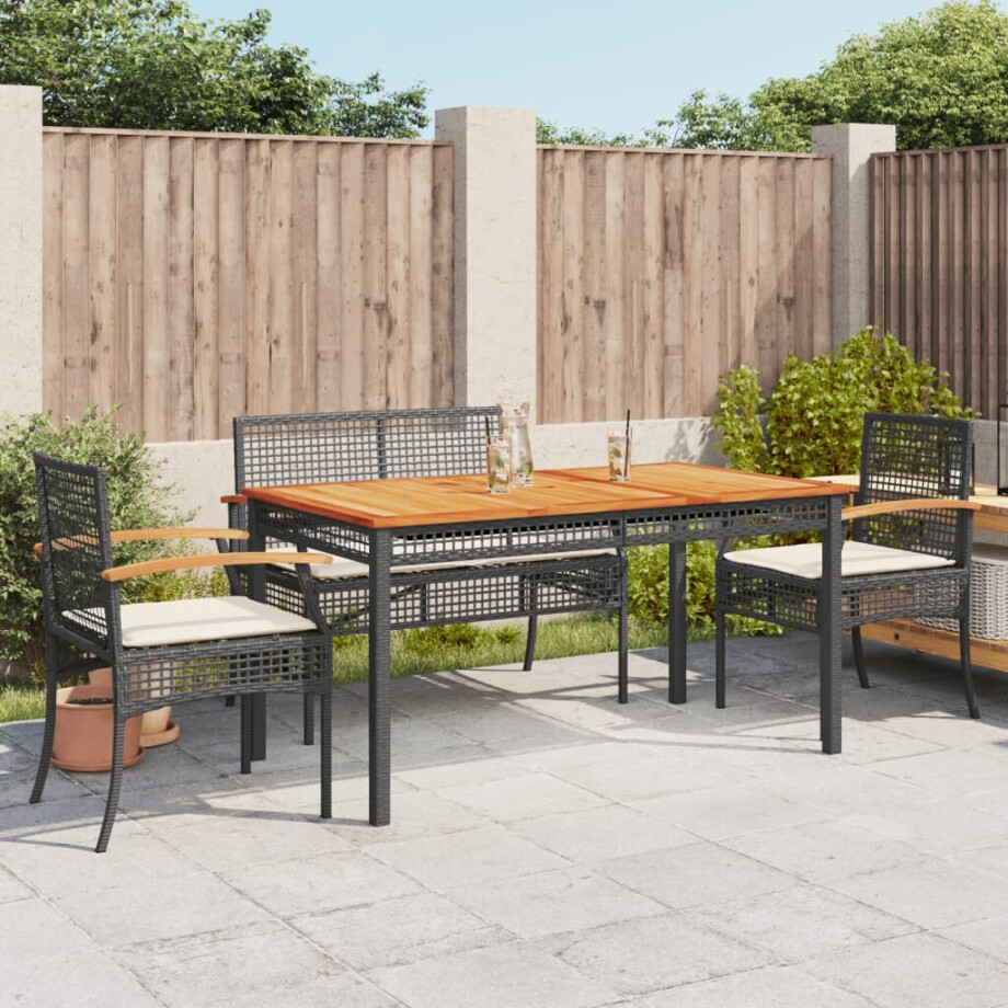 vidaXL 5-delige Tuinset met kussens poly rattan zwart afbeelding 1