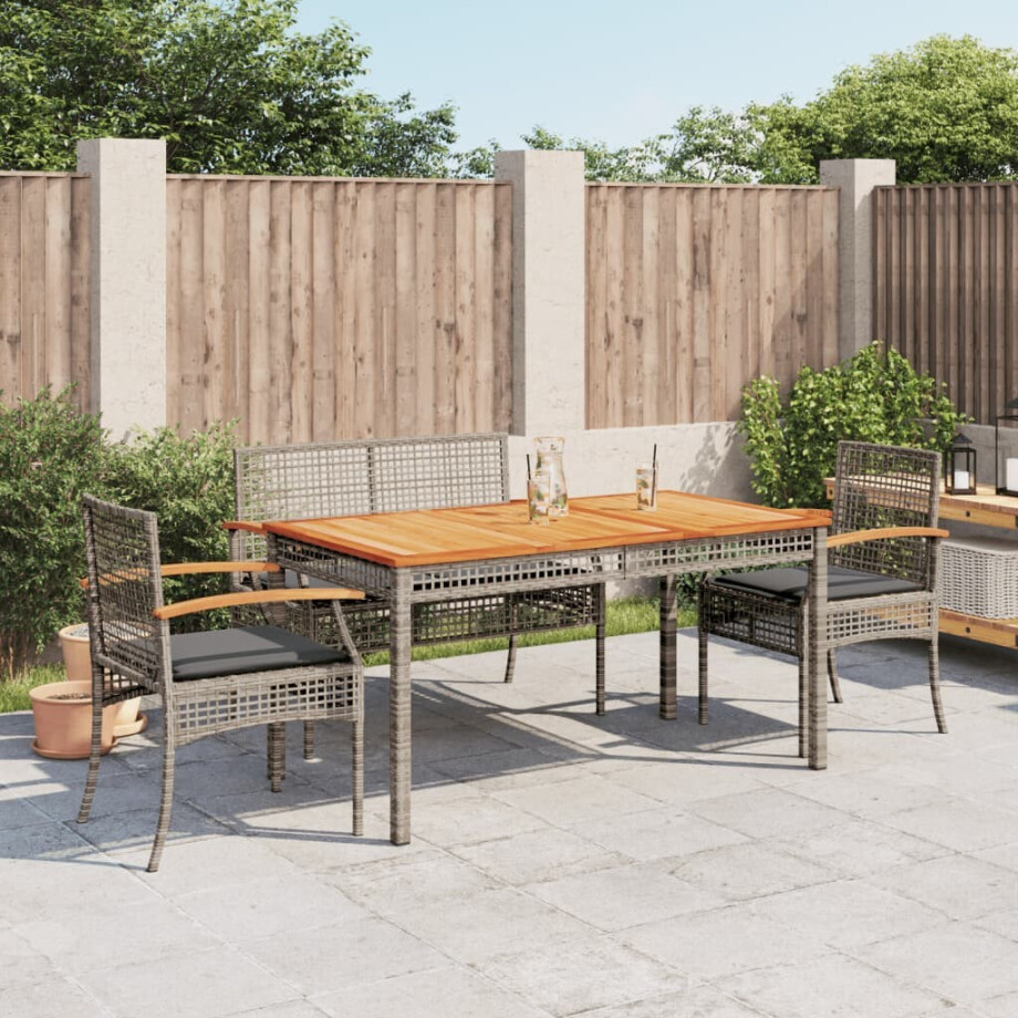 vidaXL 4-delige Tuinset met kussens poly rattan grijs afbeelding 1