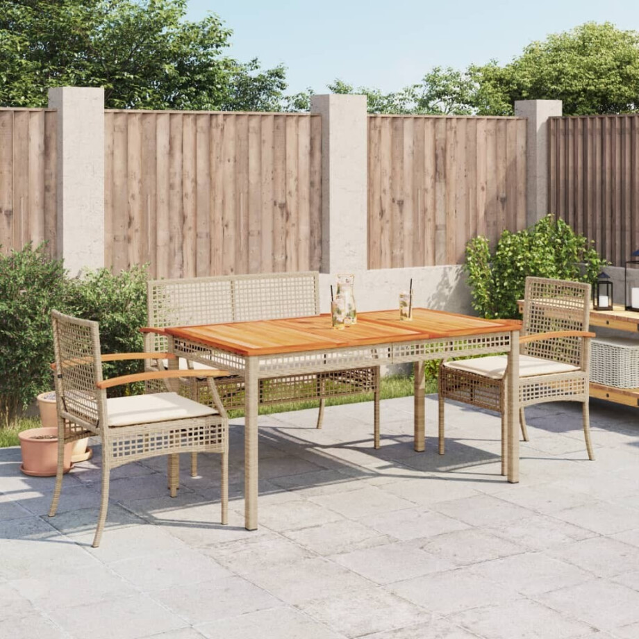 vidaXL 4-delige Tuinset met kussens poly rattan beige afbeelding 1