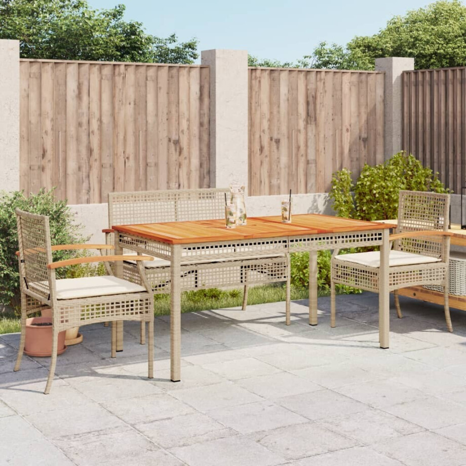 vidaXL 5-delige Tuinset met kussens poly rattan beige afbeelding 1