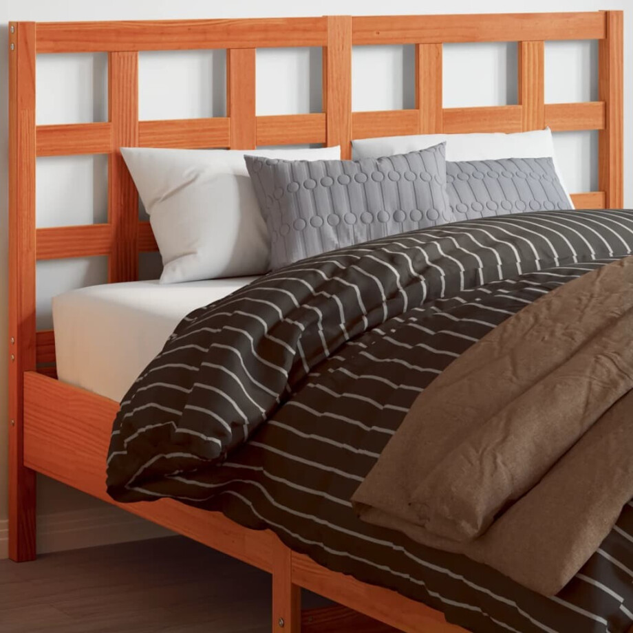vidaXL Hoofdbord 135 cm massief grenenhout wasbruin afbeelding 1