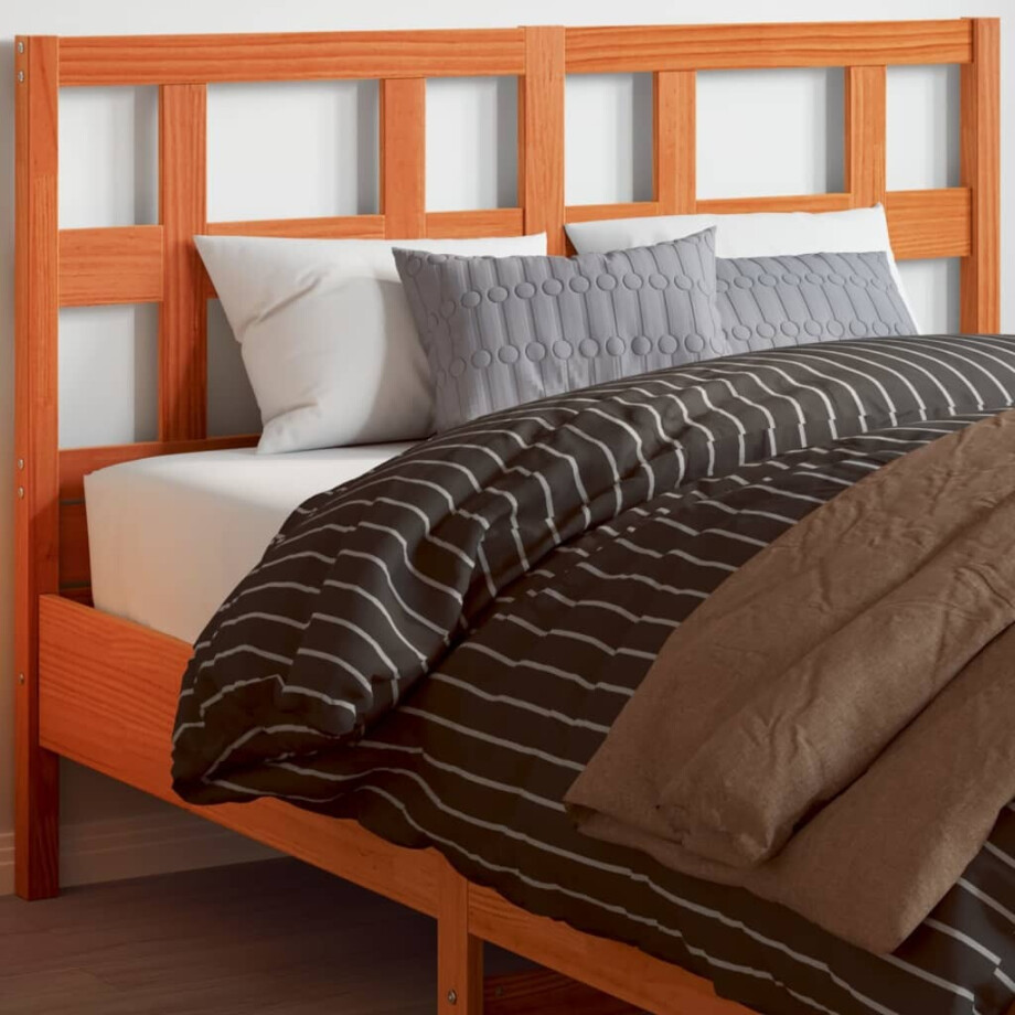 vidaXL Hoofdbord 135 cm massief grenenhout wasbruin afbeelding 1