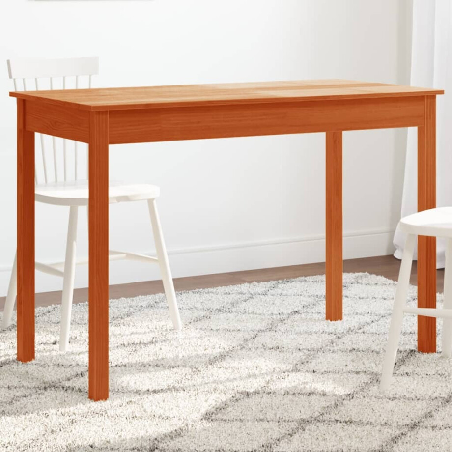 vidaXL Eettafel 110x55x75 cm massief grenenhout wasbruin afbeelding 1