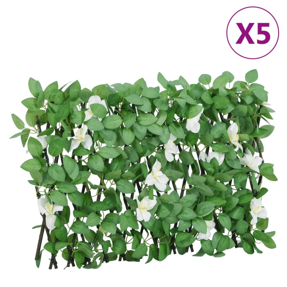 vidaXL Kunstplant klimop op latwerk 5 st uittrekbaar 180x30 cm groen afbeelding 1