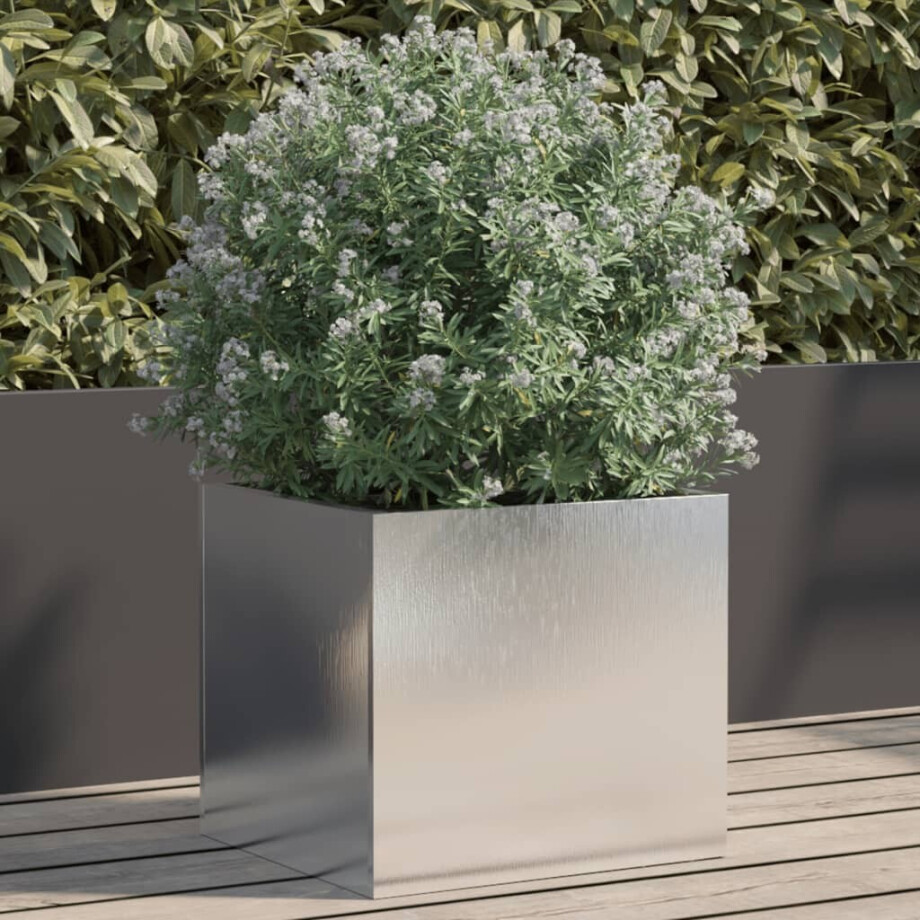 vidaXL Plantenbak 32x30x29 cm roestvrij staal zilverkleurig afbeelding 1