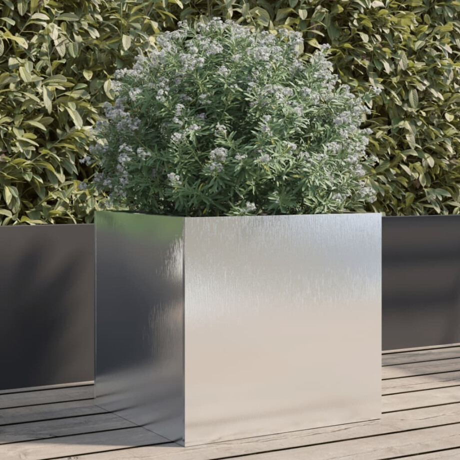 vidaXL Plantenbak 42x40x39 cm roestvrij staal zilverkleurig afbeelding 1