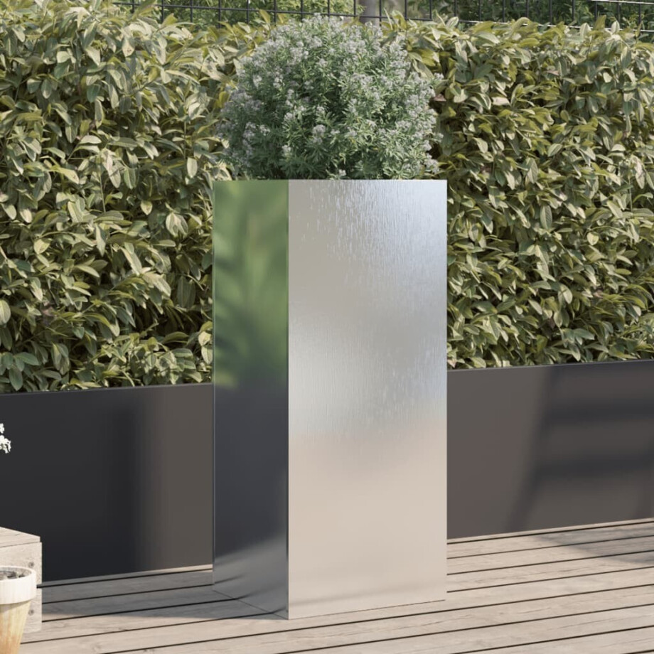 vidaXL Plantenbak 32x29x75 cm roestvrij staal zilverkleurig afbeelding 1