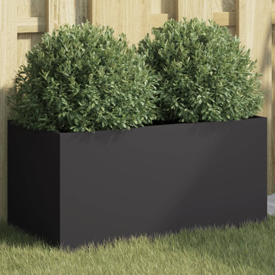 vidaXL Plantenbak 62x30x29 cm staal zwart afbeelding 1