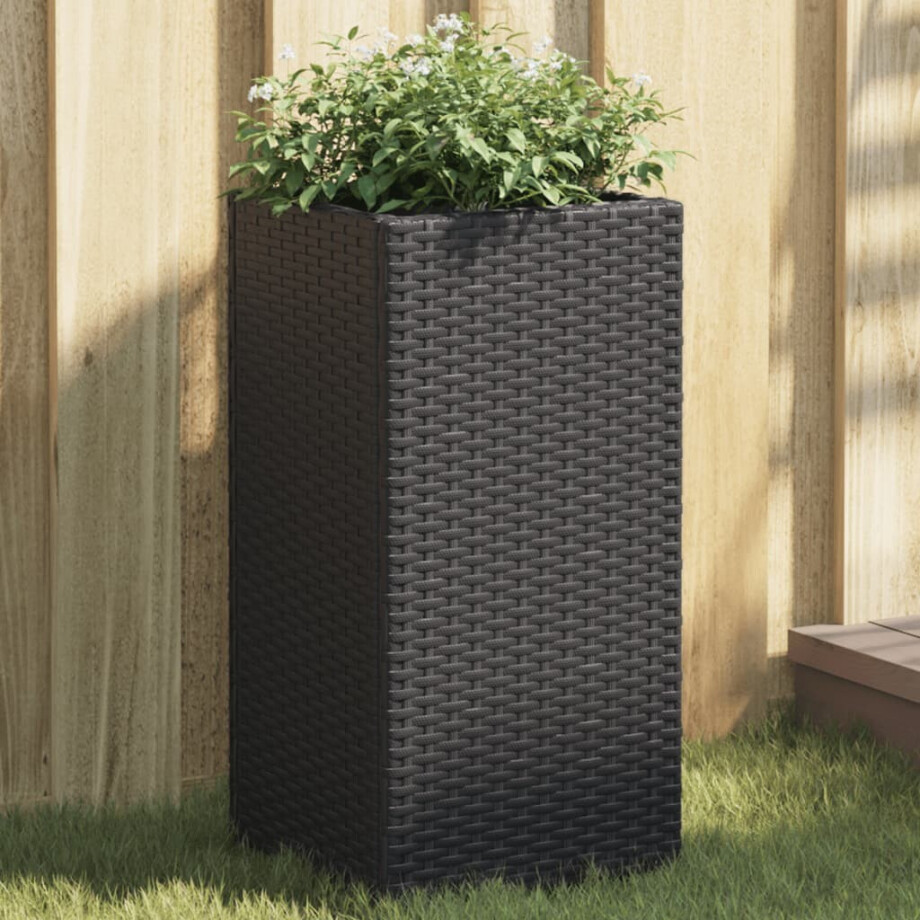 vidaXL Plantenbakken 2 st 30x30x60 cm poly rattan zwart vidaXL Plantenbakken 2 st 30x30x60 cm poly rattan zwart afbeelding 1
