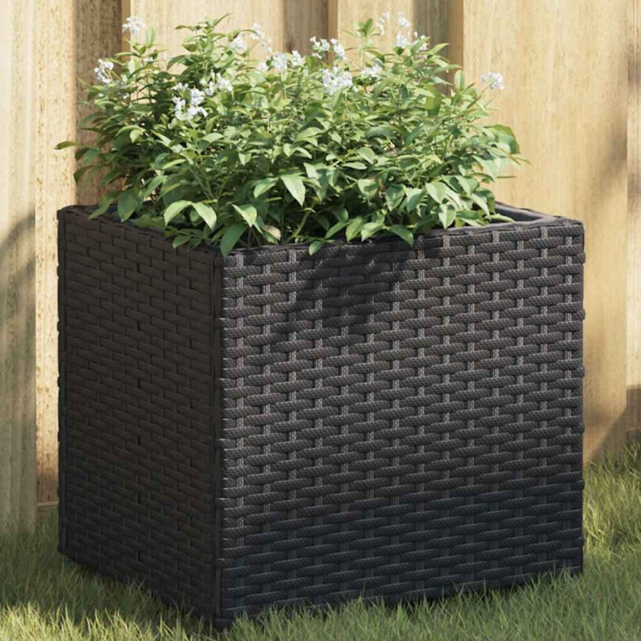 vidaXL Plantenbakken 2 st 36x30x32 cm poly rattan zwart vidaXL Plantenbakken 2 st 36x30x32 cm poly rattan zwart afbeelding 1