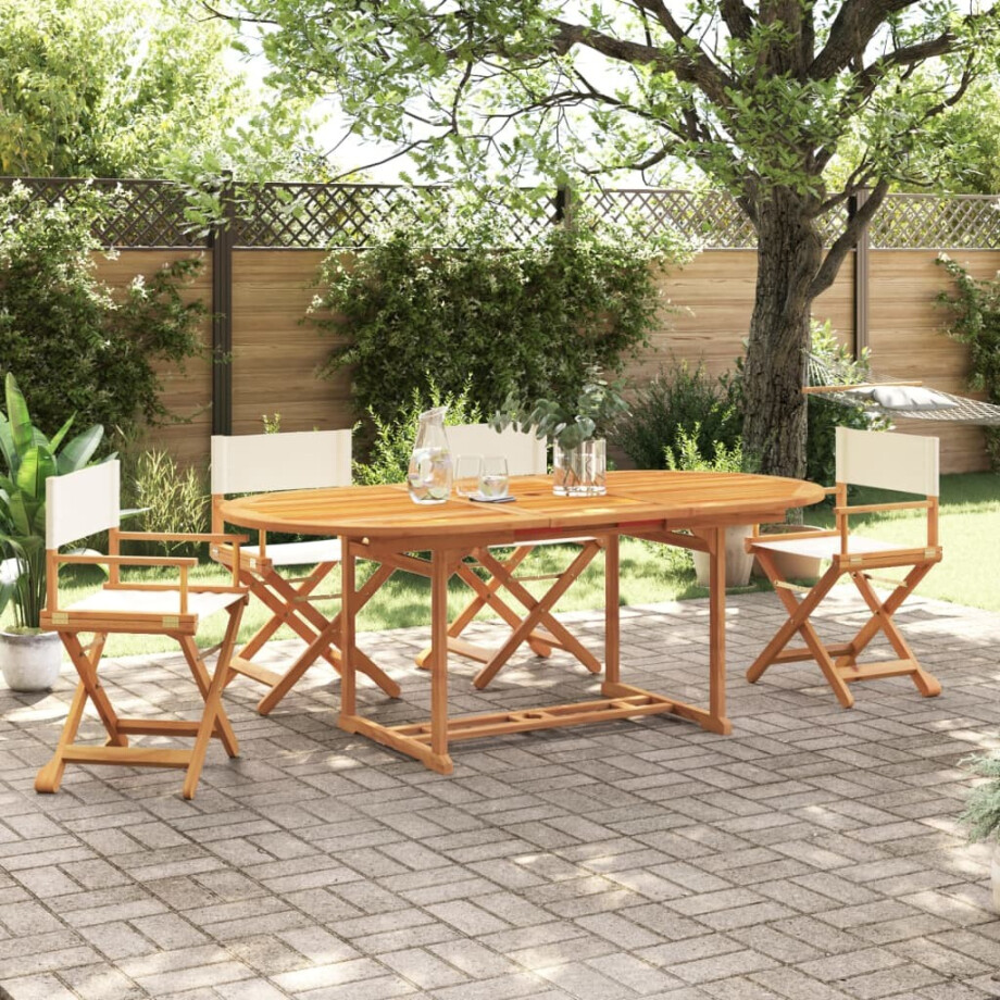 vidaXL Tuinstoelen 4 st inklapbaar stof crèmewit afbeelding 1