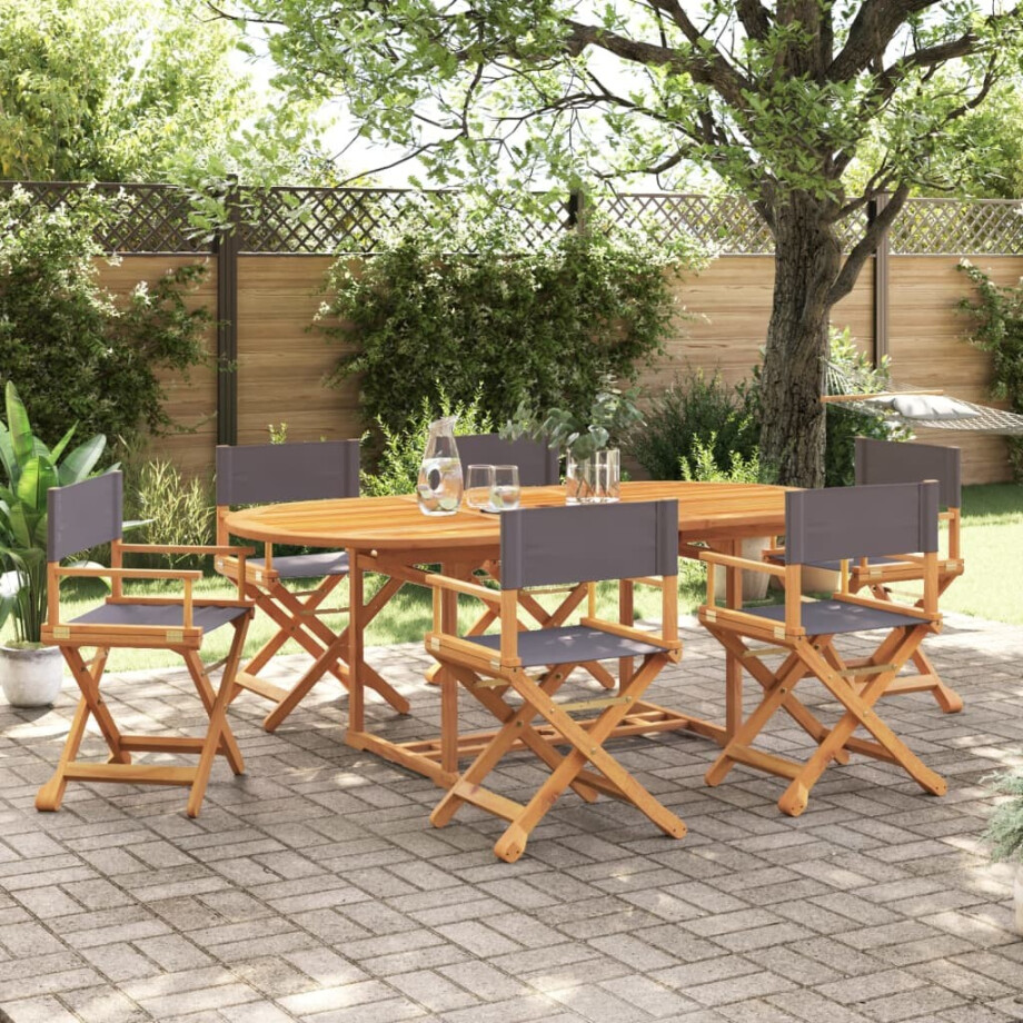vidaXL Tuinstoelen 6 st inklapbaar stof donkergrijs vidaXL Tuinstoelen 6 st inklapbaar stof donkergrijs afbeelding 1