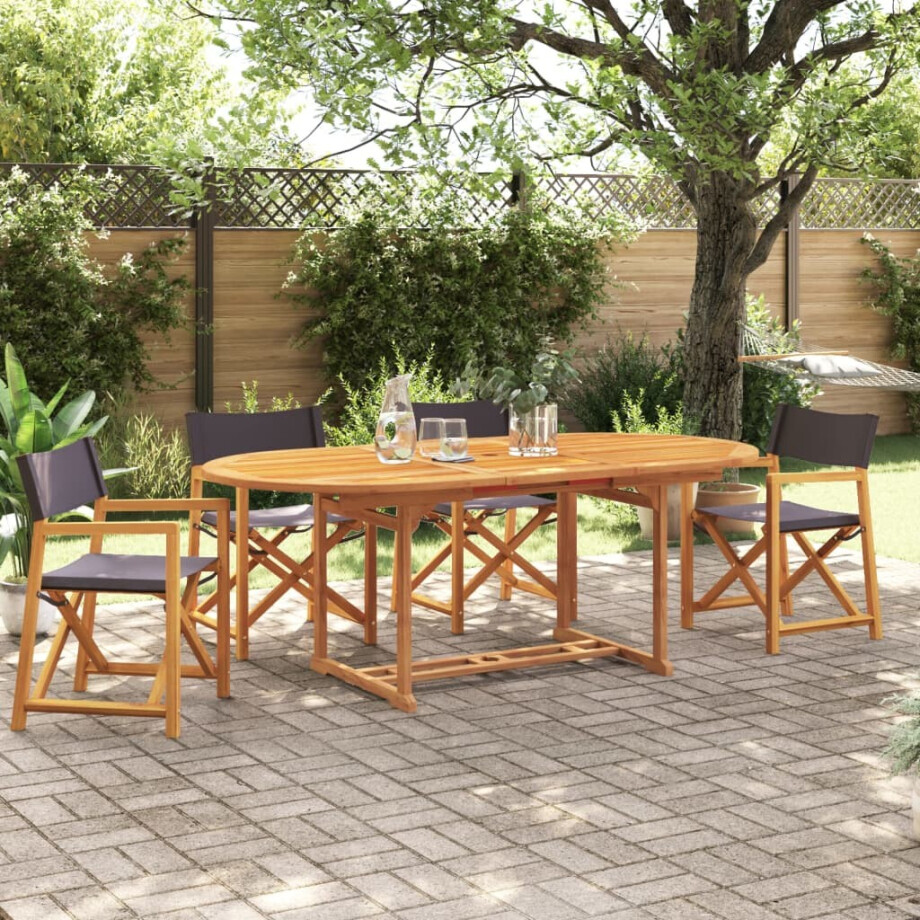 vidaXL Tuinstoelen 4 st inklapbaar stof donkergrijs vidaXL Tuinstoelen 4 st inklapbaar stof donkergrijs afbeelding 1