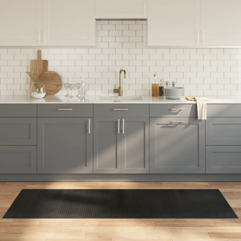 vidaXL Vloerkleed rechthoekig 70x200 cm bamboe zwart afbeelding 1