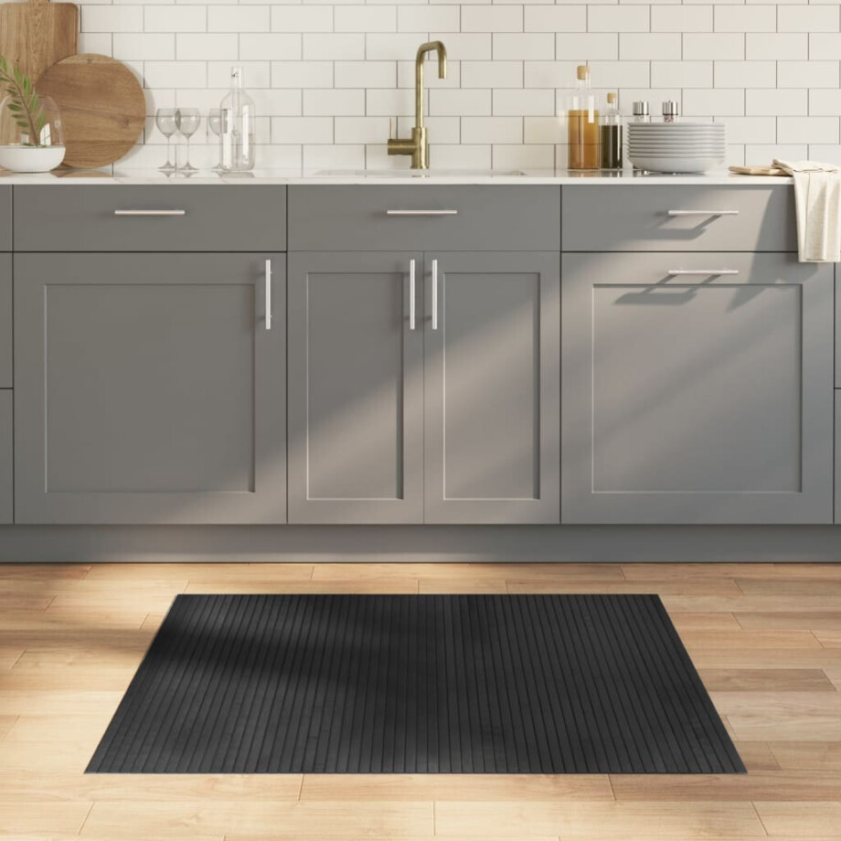 vidaXL Vloerkleed rechthoekig 80x100 cm bamboe grijs vidaXL Vloerkleed rechthoekig 80x100 cm bamboe grijs afbeelding 1