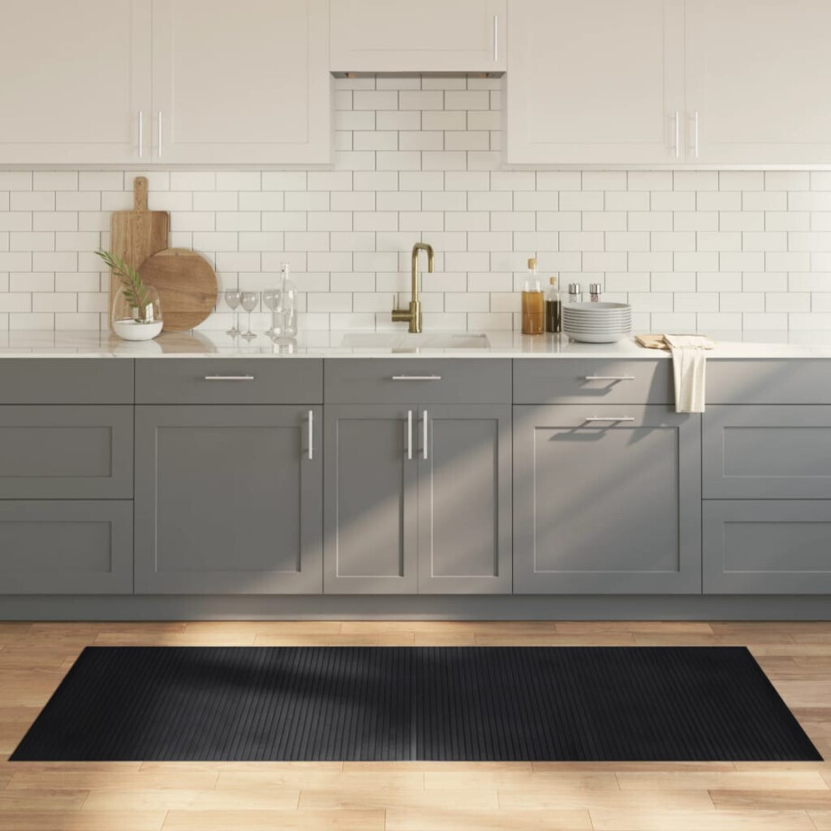 vidaXL Vloerkleed rechthoekig 80x200 cm bamboe zwart afbeelding 1