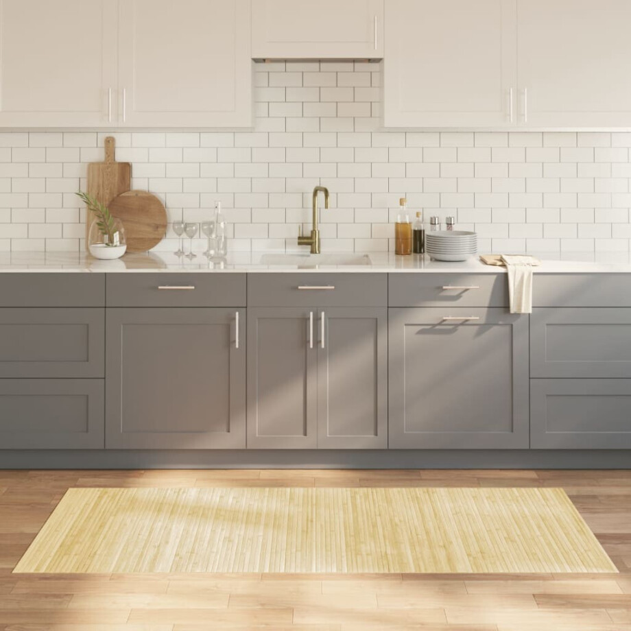 vidaXL Vloerkleed rechthoekig 80x200 cm bamboe lichtnaturel afbeelding 1