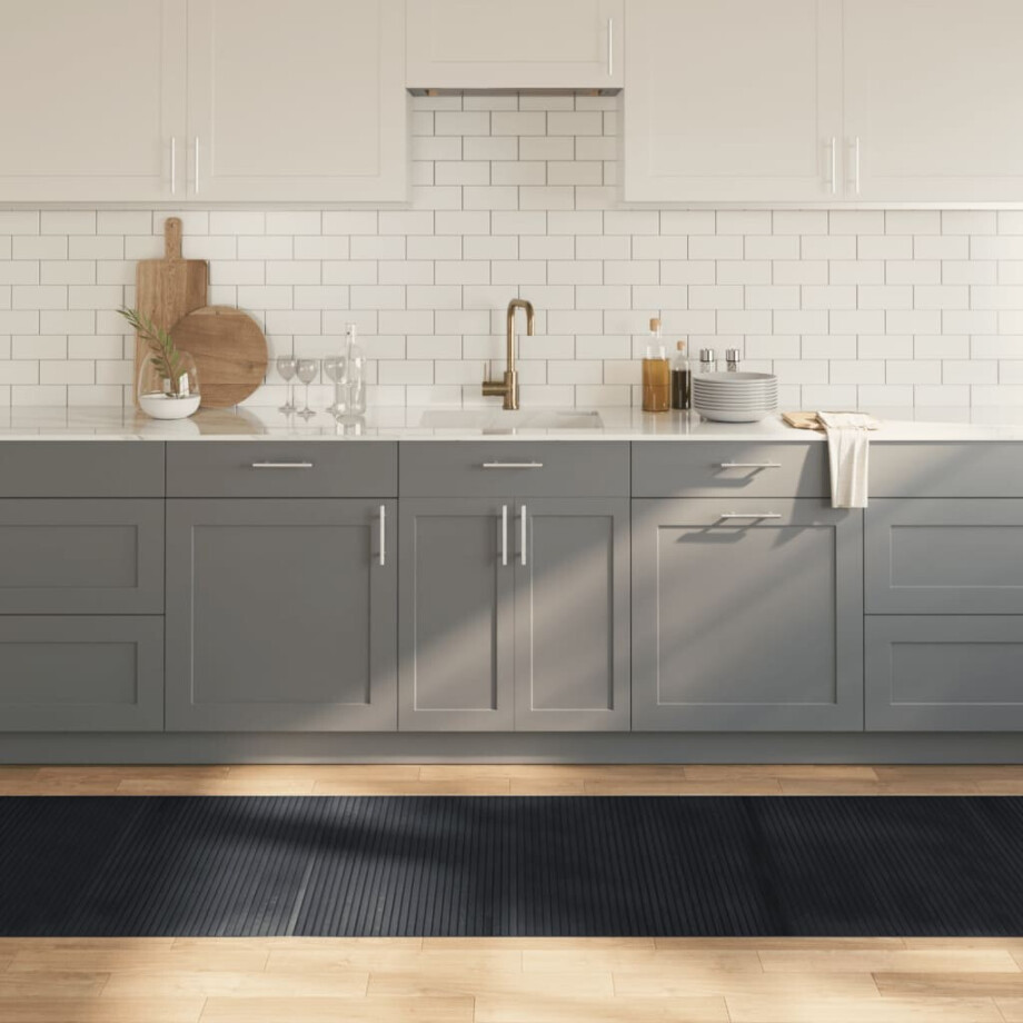 vidaXL Vloerkleed rechthoekig 80x300 cm bamboe zwart afbeelding 1