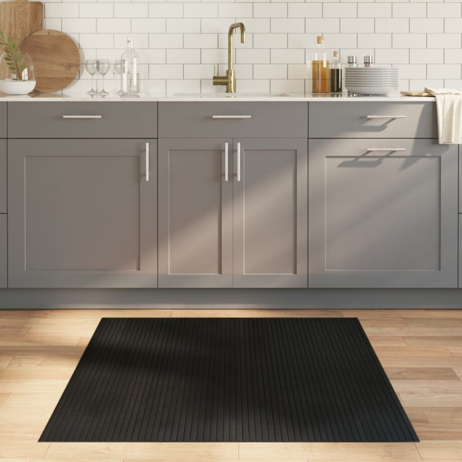 vidaXL Vloerkleed rechthoekig 100x100 cm bamboe zwart afbeelding 1